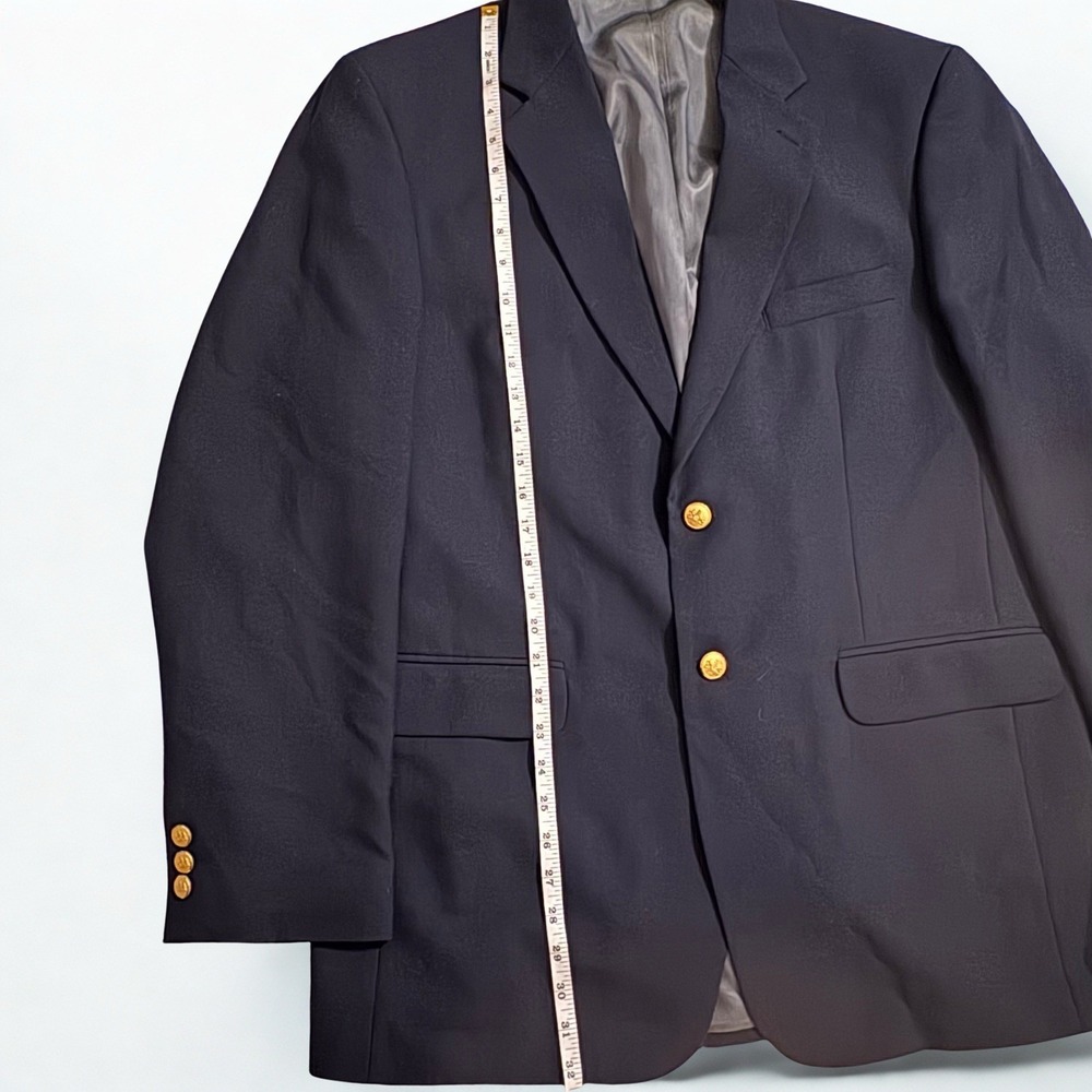 Stafford Blazer Sport Jacket Coat Mens 42L Blue Navy Wool Gold Buttons - Picture 15 of 16